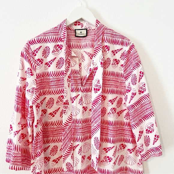 TUCKERNUCK Pink Coquilles Marseilla Caftan Dress Shell Coastal Size Small S - Picture 3 of 6